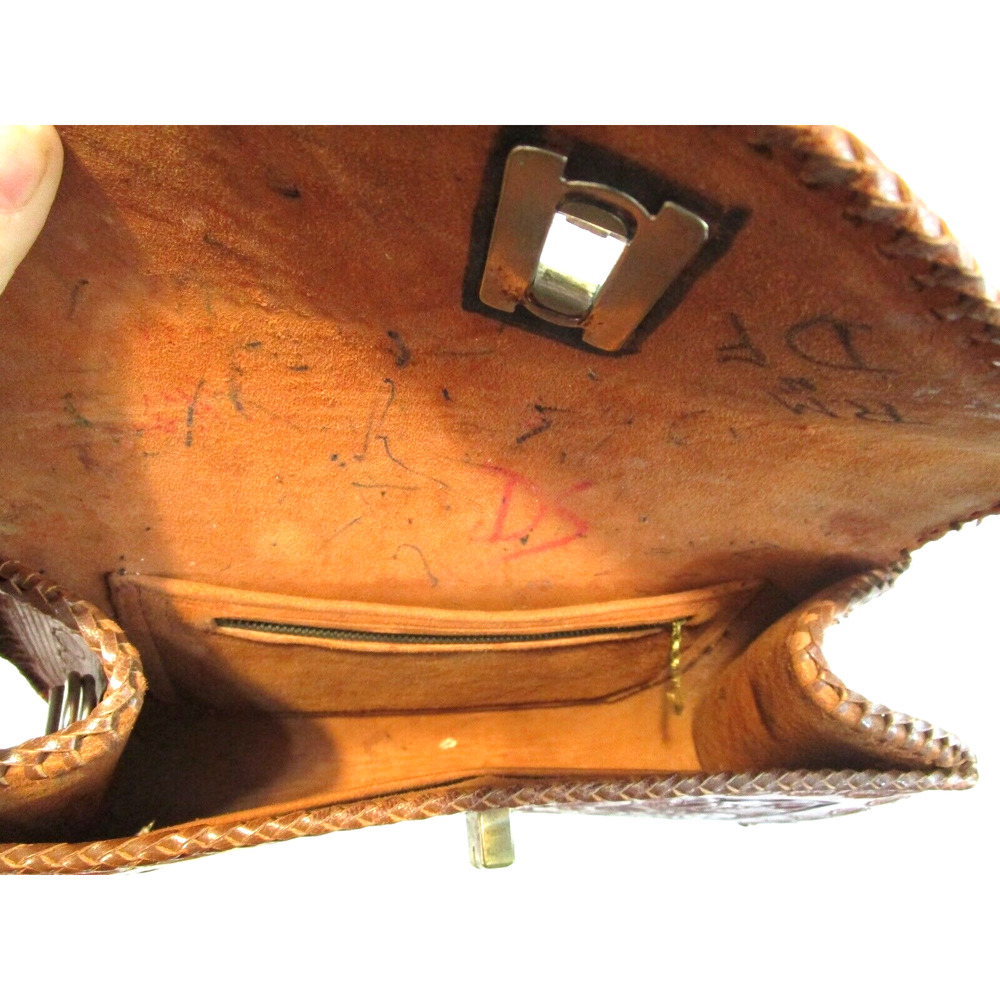 Vintage 70's Distressed Tooled Leather Clutch Purse - Picture 10 of 10